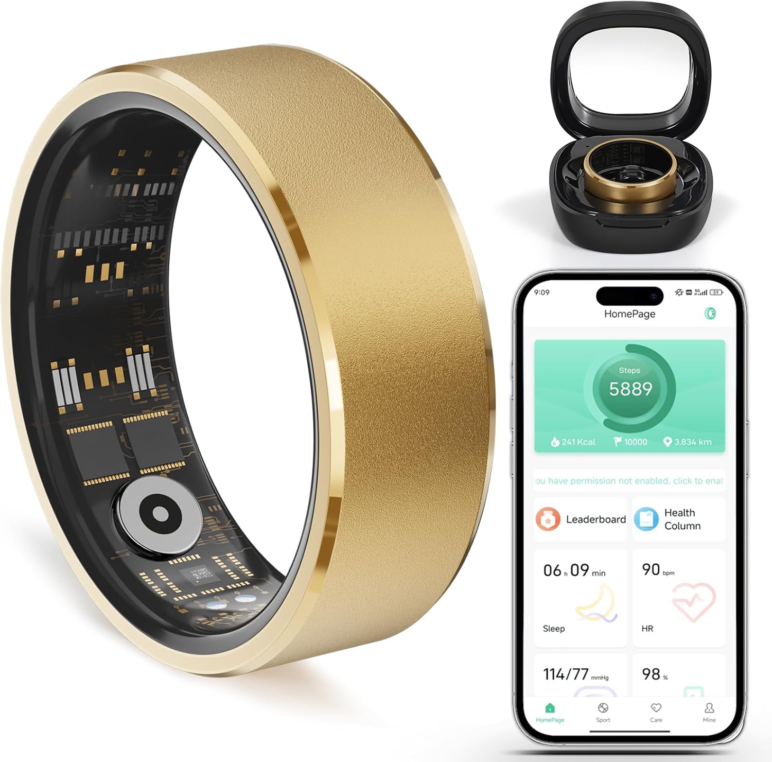 Smart Fitness Ring for Men & Women – Health & Activity Tracker with Heart Rate, Sleep Monitoring, Blood Oxygen, Motion Tracking, and Remote Camera Control, Waterproof & No Subscription Required