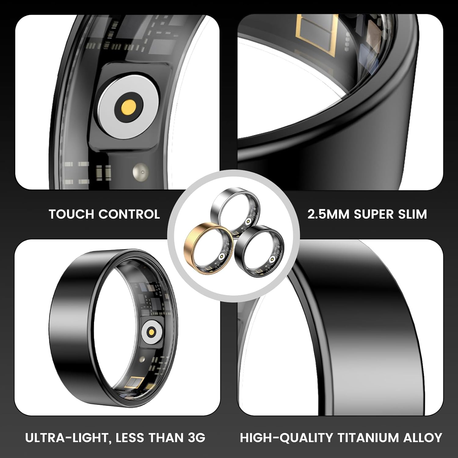 Smart Health Ring for Women Men Fitness Tracker with Heart Rate, Blood Oxygen,Sleep Monitoring, Step Counting, IP68 Waterproof for iPhone and Android, No Subscription Fee (Silver, 7)
