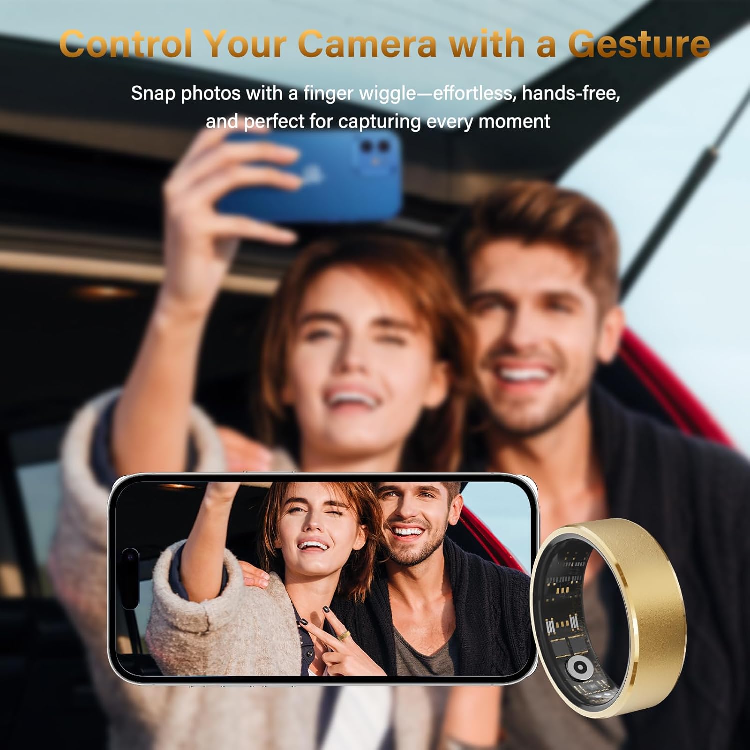 Smart Fitness Ring for Men & Women – Health & Activity Tracker with Heart Rate, Sleep Monitoring, Blood Oxygen, Motion Tracking, and Remote Camera Control, Waterproof & No Subscription Required