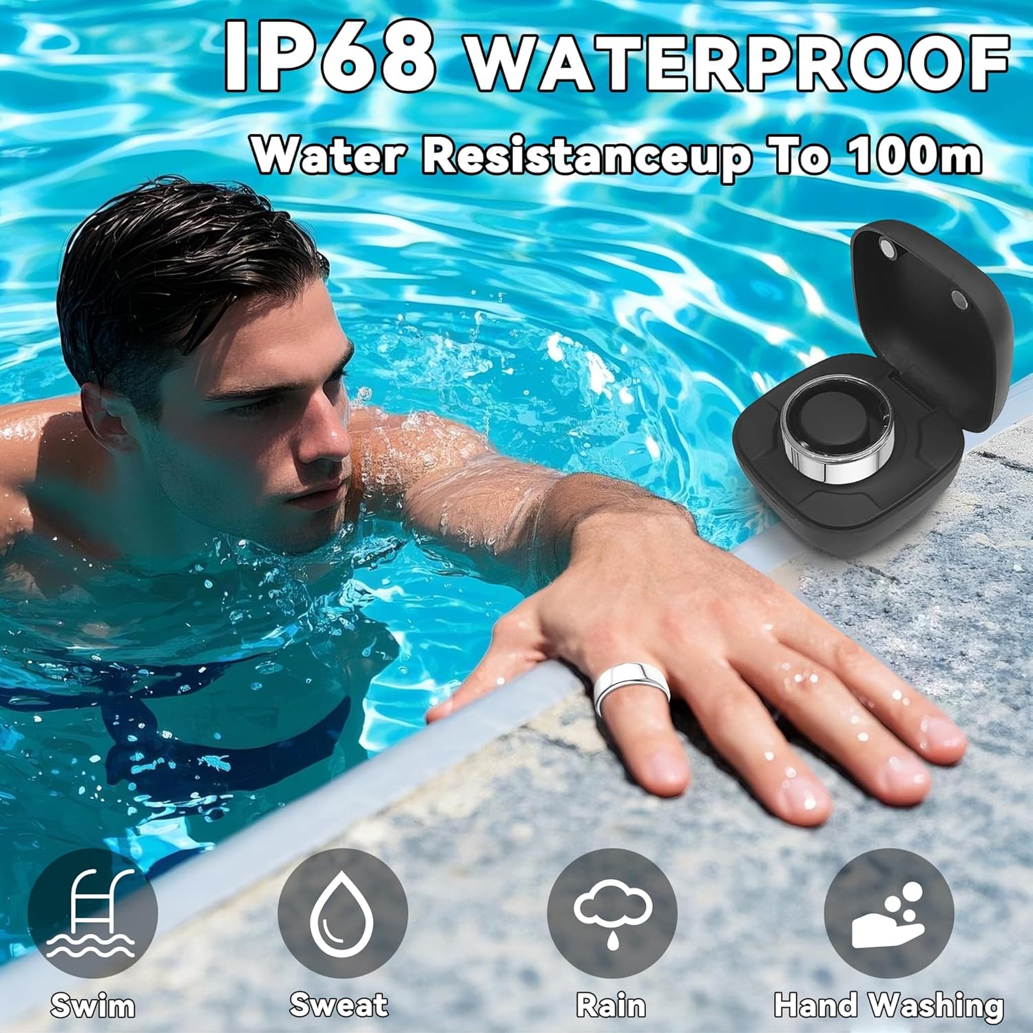 Smart Ring for Women Men with a Black Charging Box,Bluetooth Connection,Health Ring,IP68 Waterproof, Fitness Ring Tracks Heart Rate/Sleep/Steps/Sports Activities/Blood Oxygen(Silver 9)